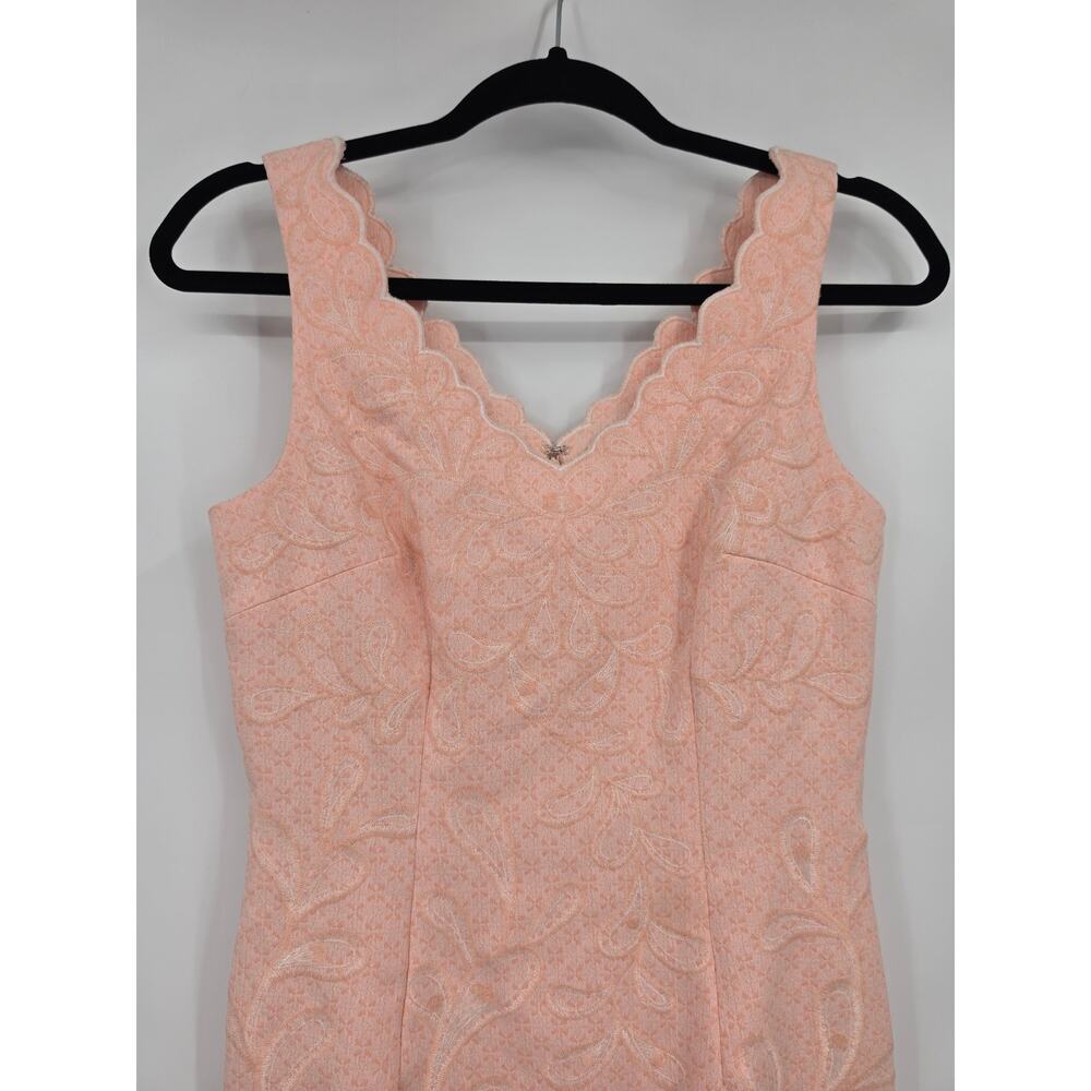 Antonio Melani Blush Pink Floral Scalloped Sleeveless Sheath Dress Size 2 - Picture 11 of 13